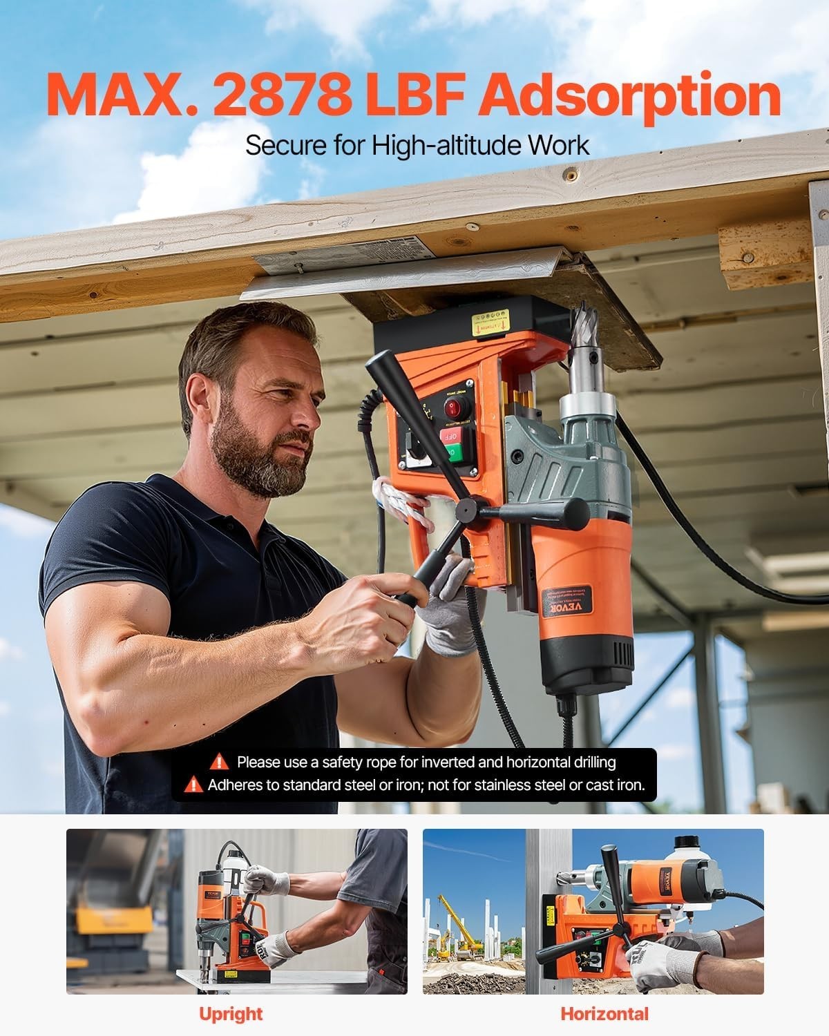 1450W Portable Magnetic Drill Press with 6 Coring Bits – Precise Metal Drilling