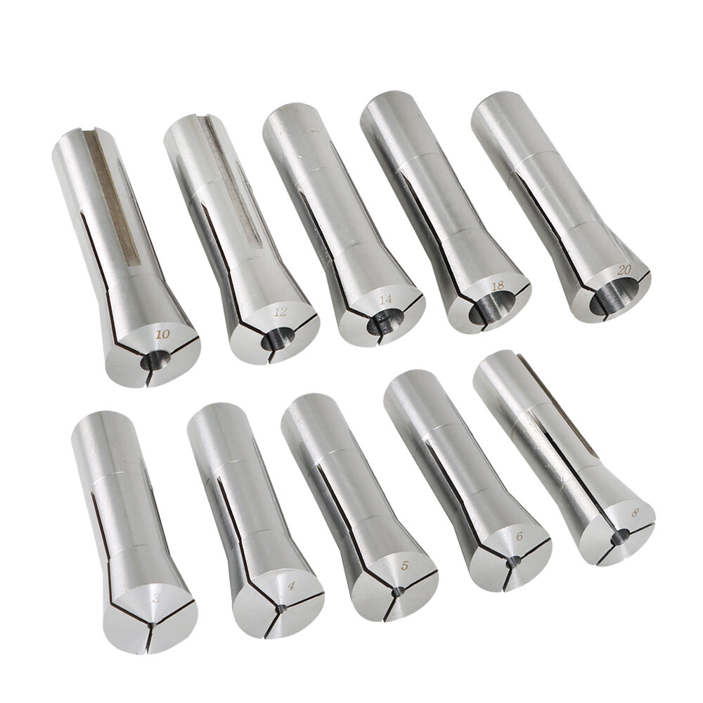 New 3mm-20mm R-8 Collet Milling Lathe 10pc Round Collets Set Milling Lathe Tool