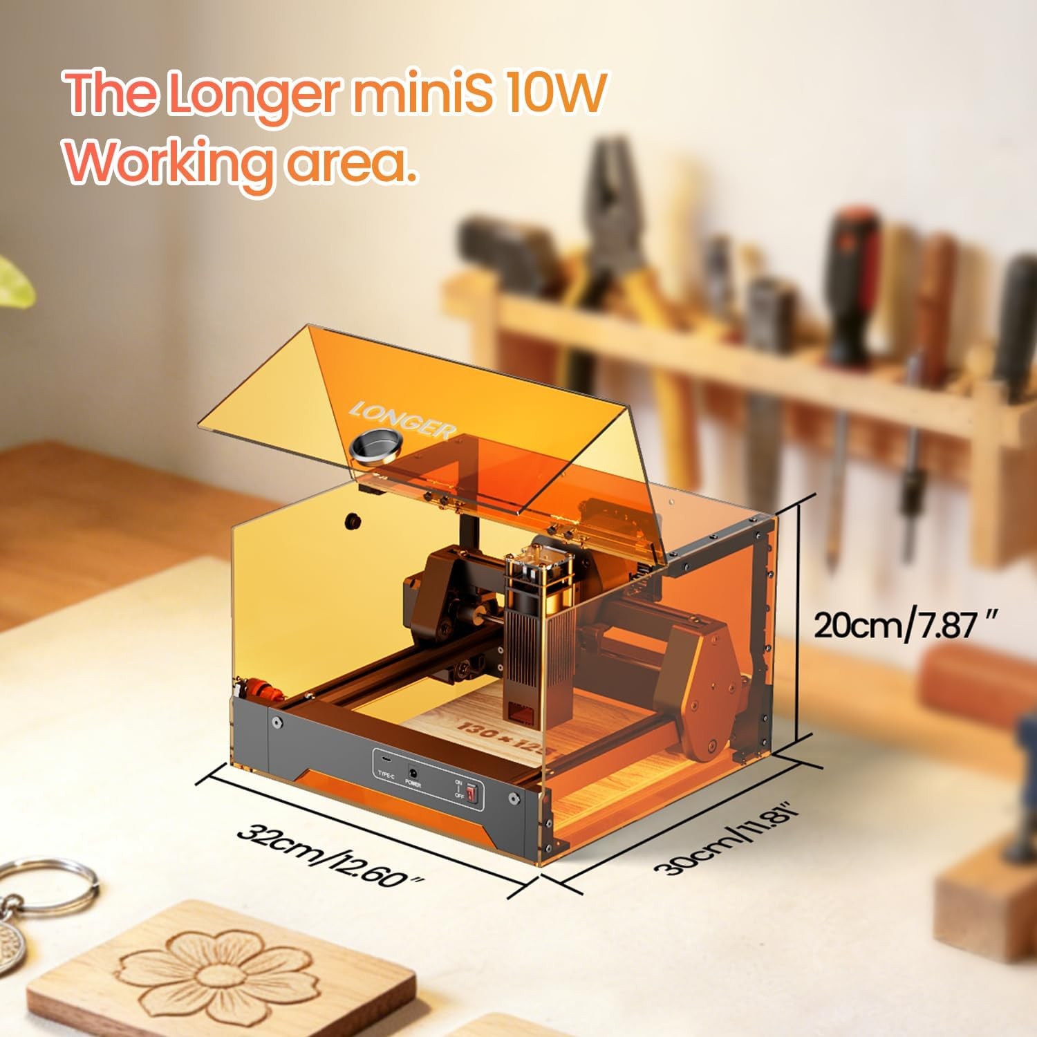 LONGER Ray5 miniS 10W Laser Engraver 12000mm/min High-Speed, 130x120mm Work Area