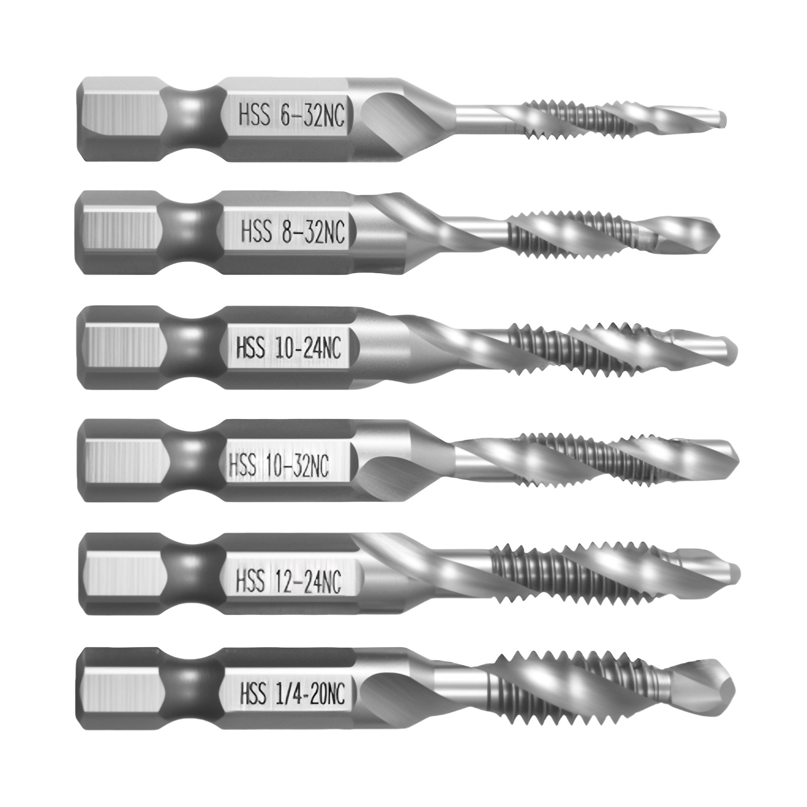 12-Piece Drill Tap Set, American Standard Drill Tap Set High-speed Steel 4341