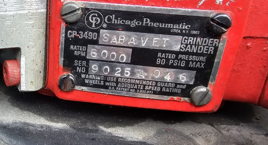 Bevel Grinder, Vertical Chicago Pneumatic CP3490-SABAVET W/Tooling 7 Case
