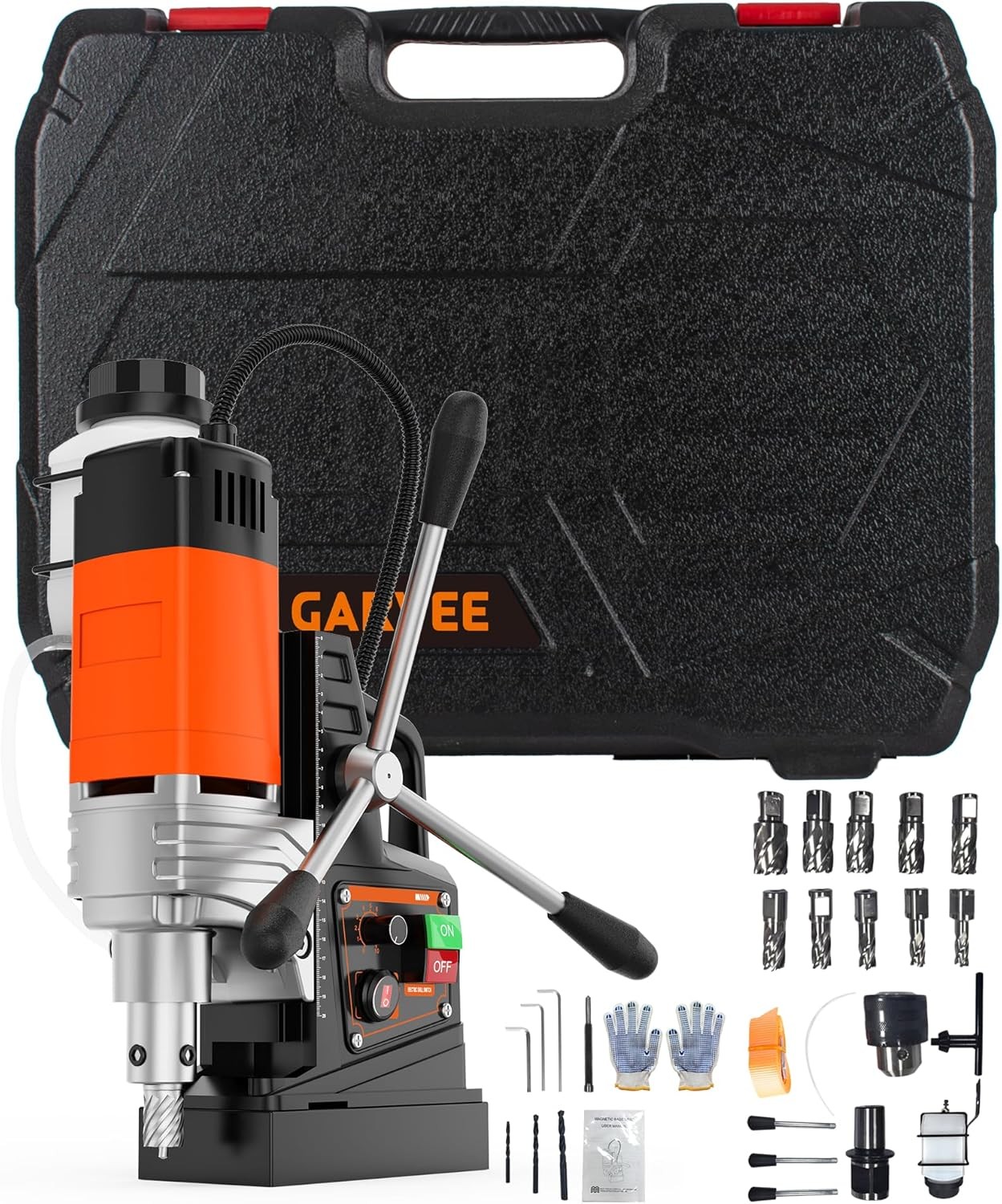 2 in Magnetic Drill 1750W 2922Lbf Power Portable Mag Drill with 10Pcs Drill Bits