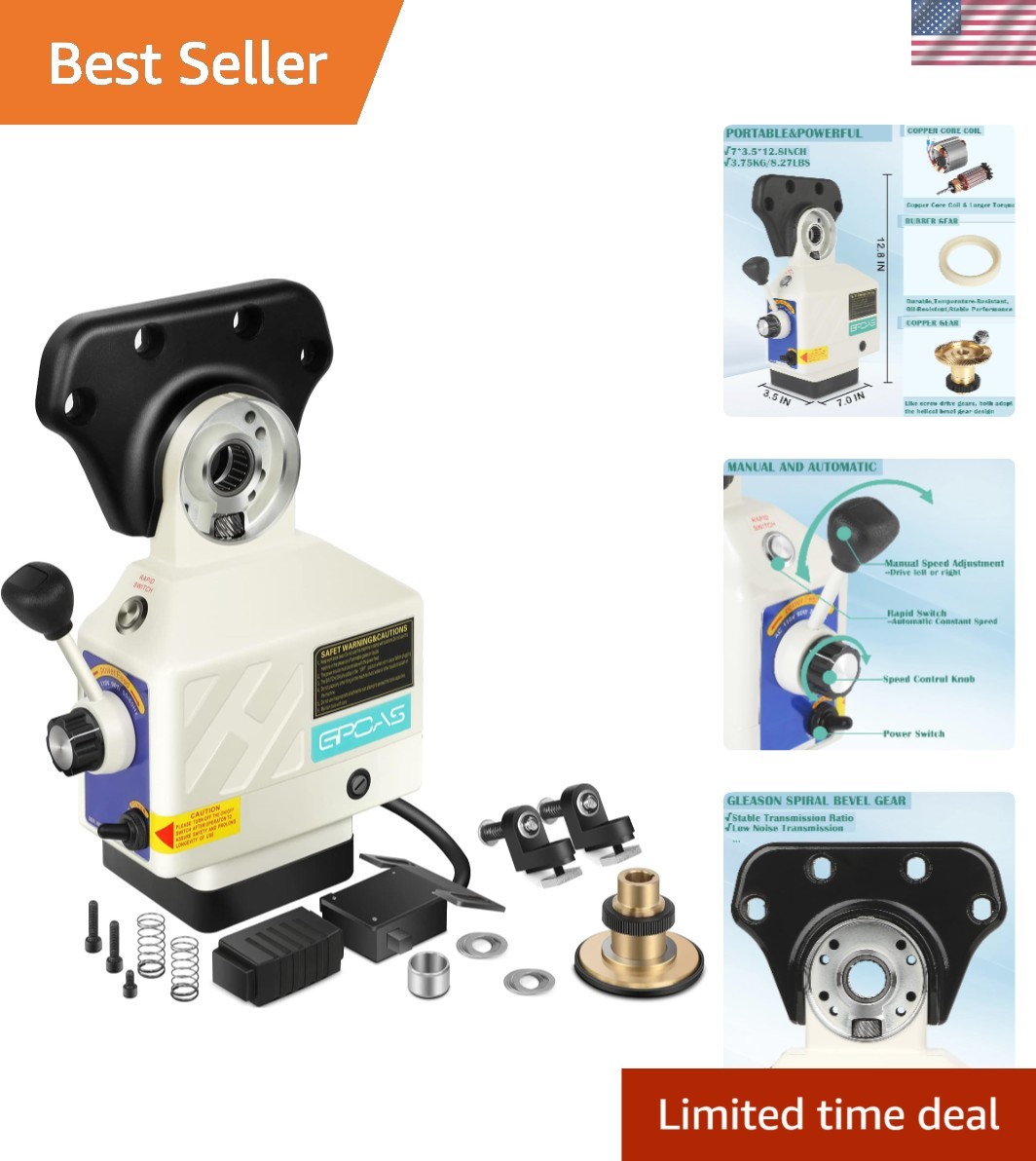High Torque Power Feed X-Axis for Milling Machines – 450 in-lb, 0-200 RPM