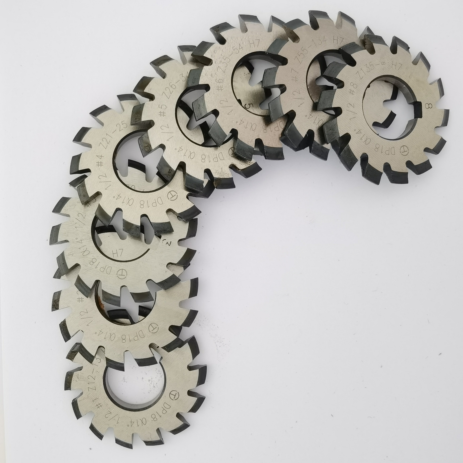 8PCS HSS PA14-1/2 Involute Gear Cutter DP8 DP18 DP14 DP16 DP20 DP22 DP24 14.5°