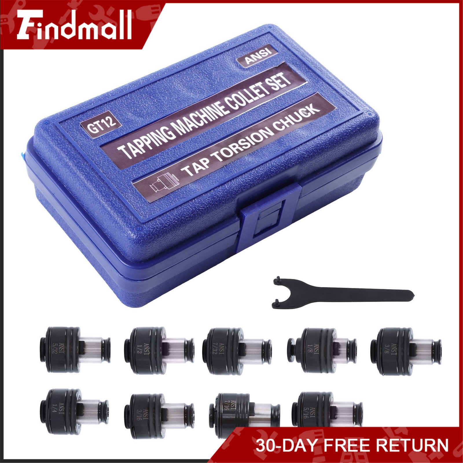Findmall GT12 Tapping Collet Set 9Pcs 1/8″-1/2″ for Tapping Chuck