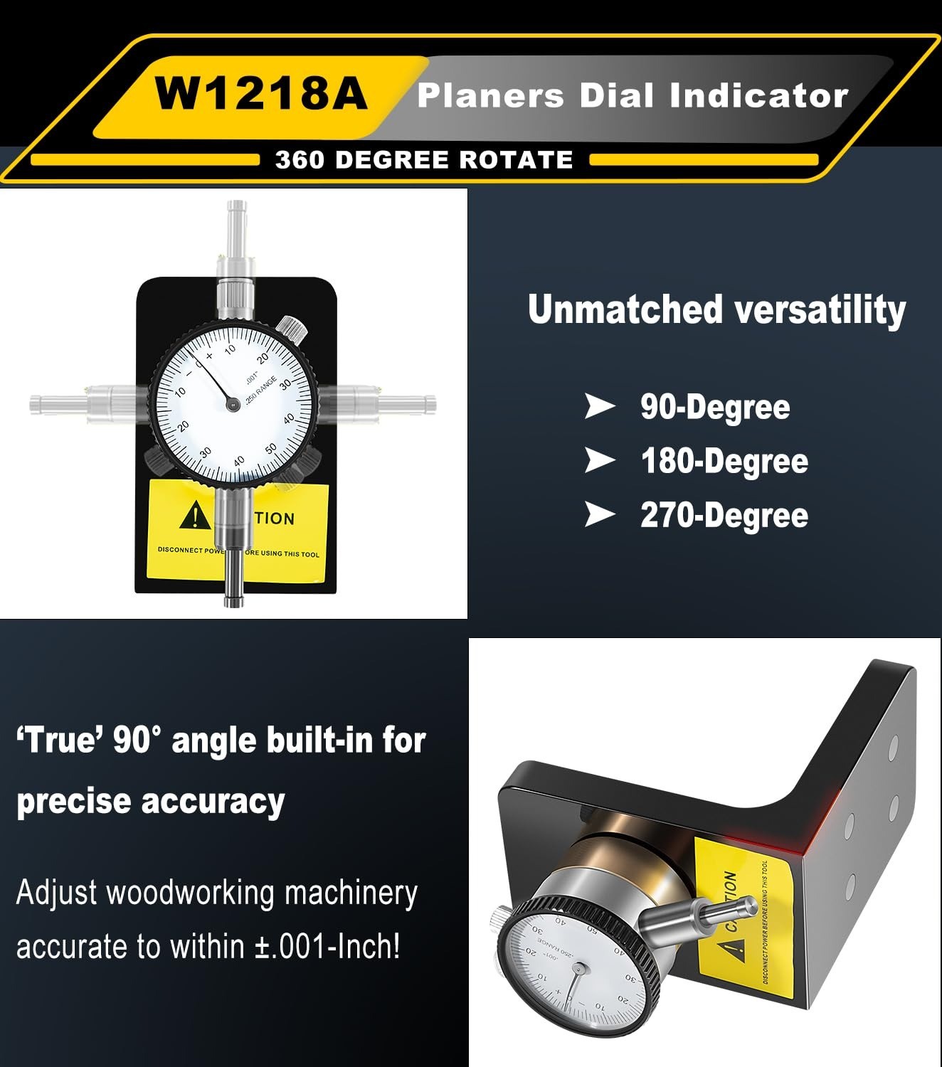 W1218A Dial Indicator 360 Degree Durable Powerful Magnetic Base for Planers