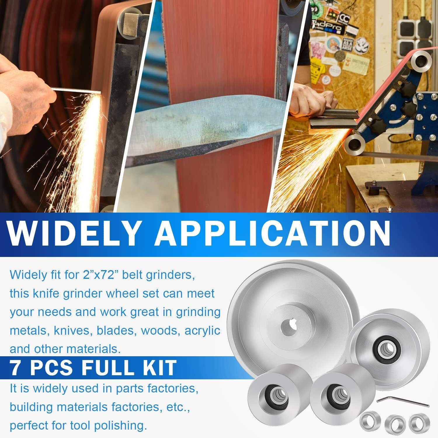 Belt Grinder 2×72 Wheel Set For Knife Grinder with Drive Idler,Tracking Wheel