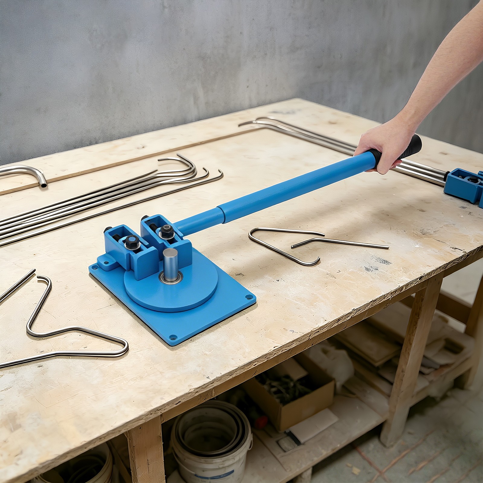 Blue Manual Rebar Bender,Max. 200° Metal Rod Bar Bender, Rebar Bending Machine