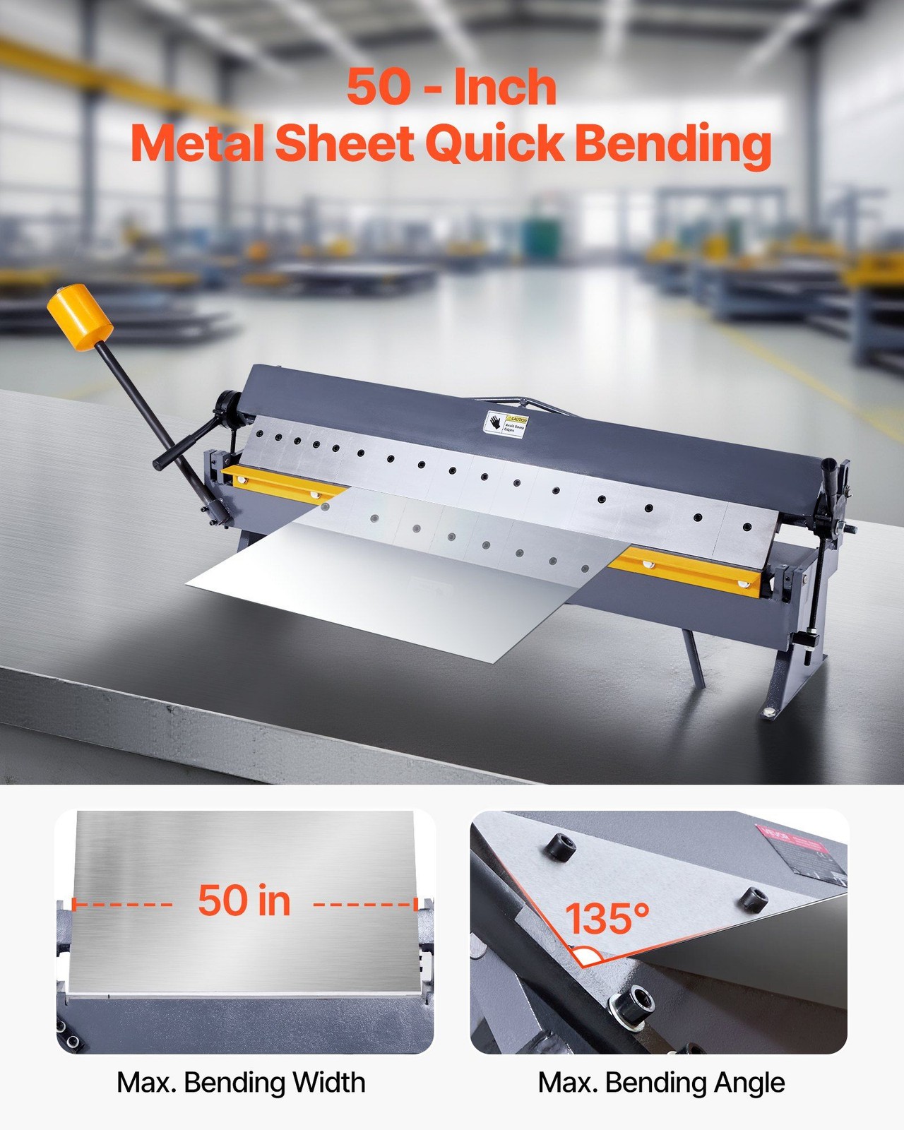 Heavy-Duty 50in Sheet Metal Brake for Mild/Stainless Steel & Aluminum