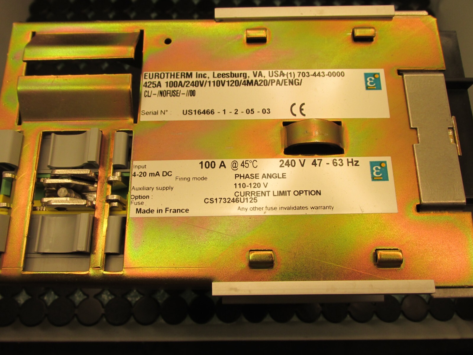 Eurotherm Power Unit 425A 100A/240V/110V120/4MA20/PA/ENG/ Fast Tracked Shipping