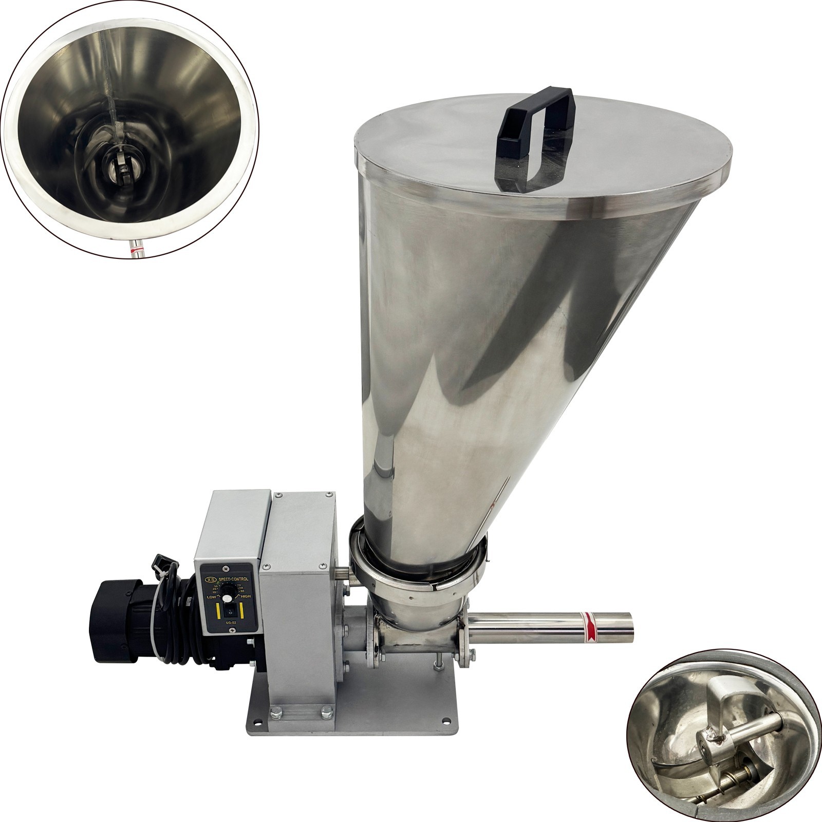 220V 1PH 0.6-3kg/h Stainless Steel Single Screw Feeder for Granule/Glass Fiber