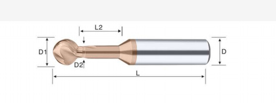 TiCN Coated Solid Carbide Ball Nose End Mill Lollipop Cutter R1mm-R6mm CNC