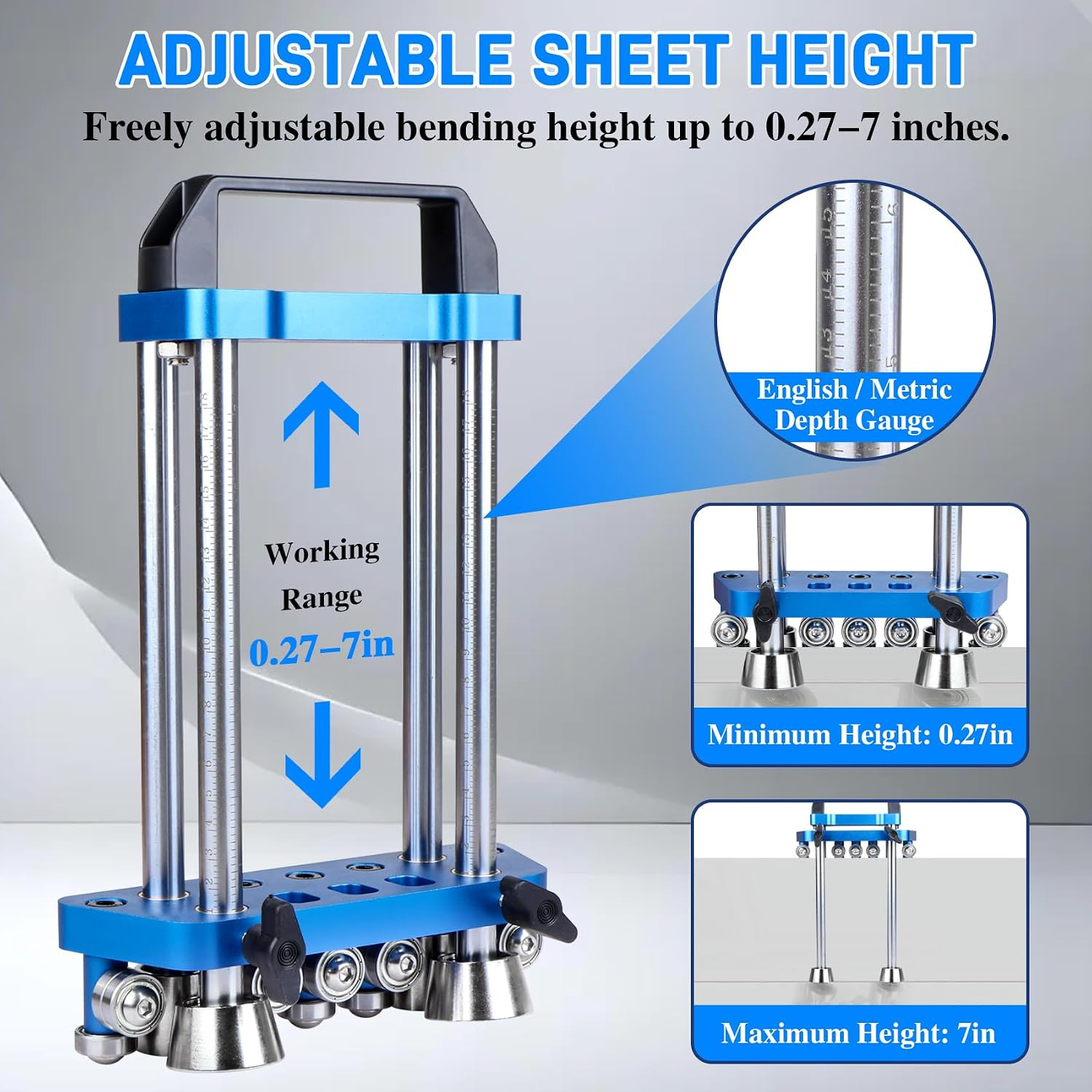 Sheet Metal Roller 2 Station Bender, Metal Roofing Tool with 0-100° Bending Rang