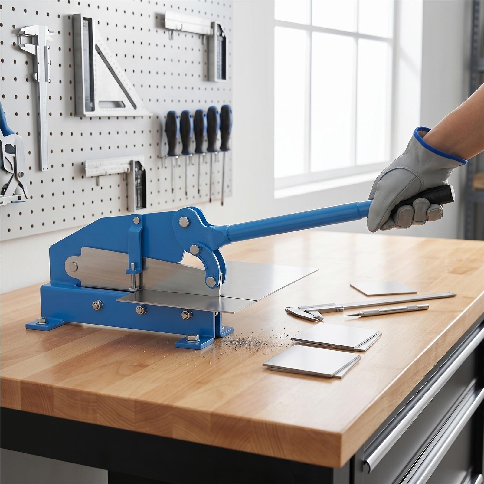 Manual Metal Shear,12″ Cutting Capacity for Steel Plate, Bench-Mount Hand Cutter