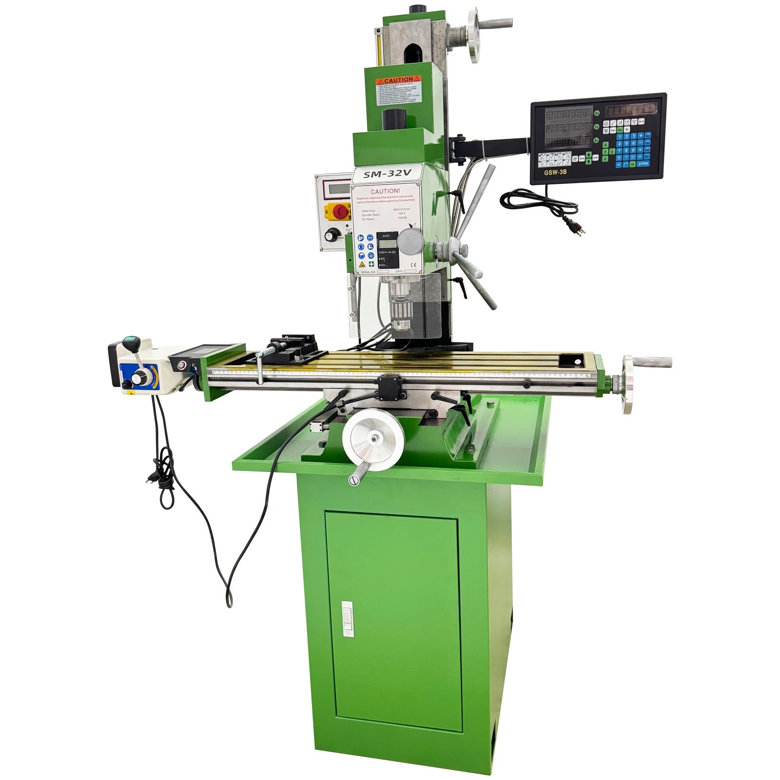 Heavy-Duty Cast Iron Milling Machine SM32V 110V 1.5KW Brushless R8 Taper 3-Axis