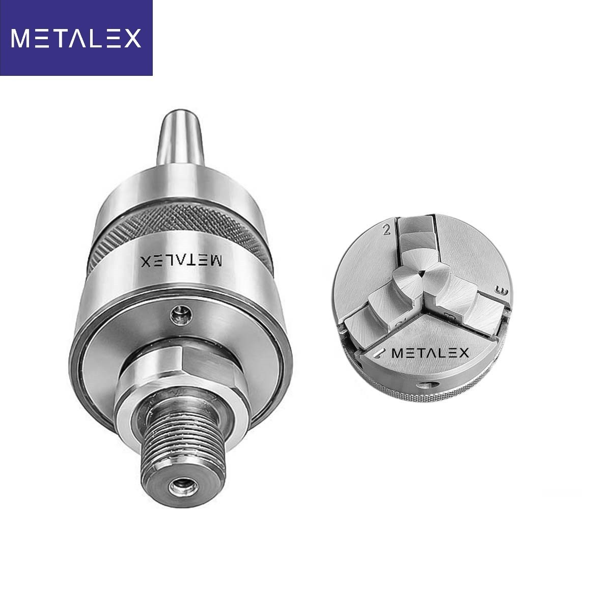 2″ 3 Jaw Self Centering Lathe Chuck MT3 Live Revolving Center Tailstock Adapter