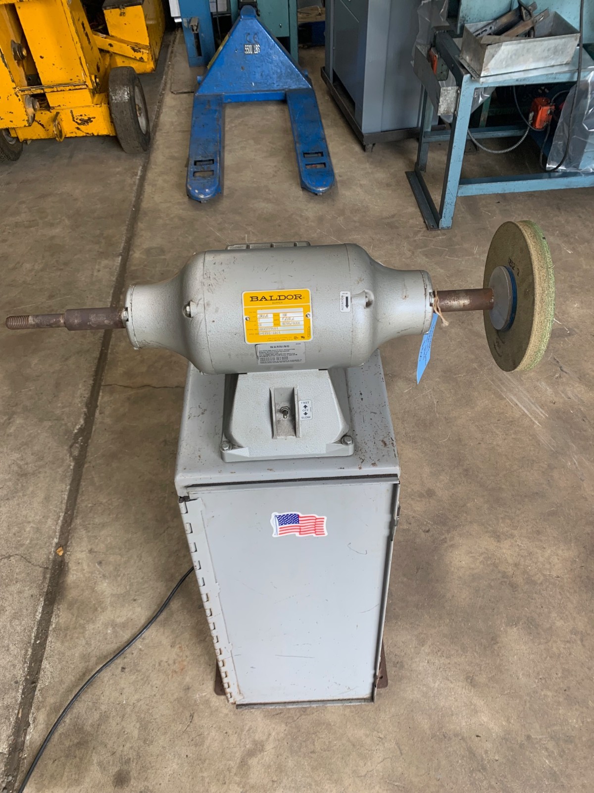 Baldor Buffer with stand and storage .75/.5 hp at 1800/3600 rpm