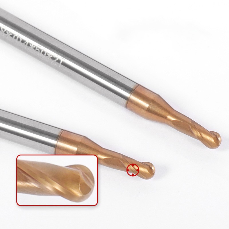 Solid Carbide 2 Flute Ballnose End Mill For Steel.Ball Nose Slot Drill HRC=55