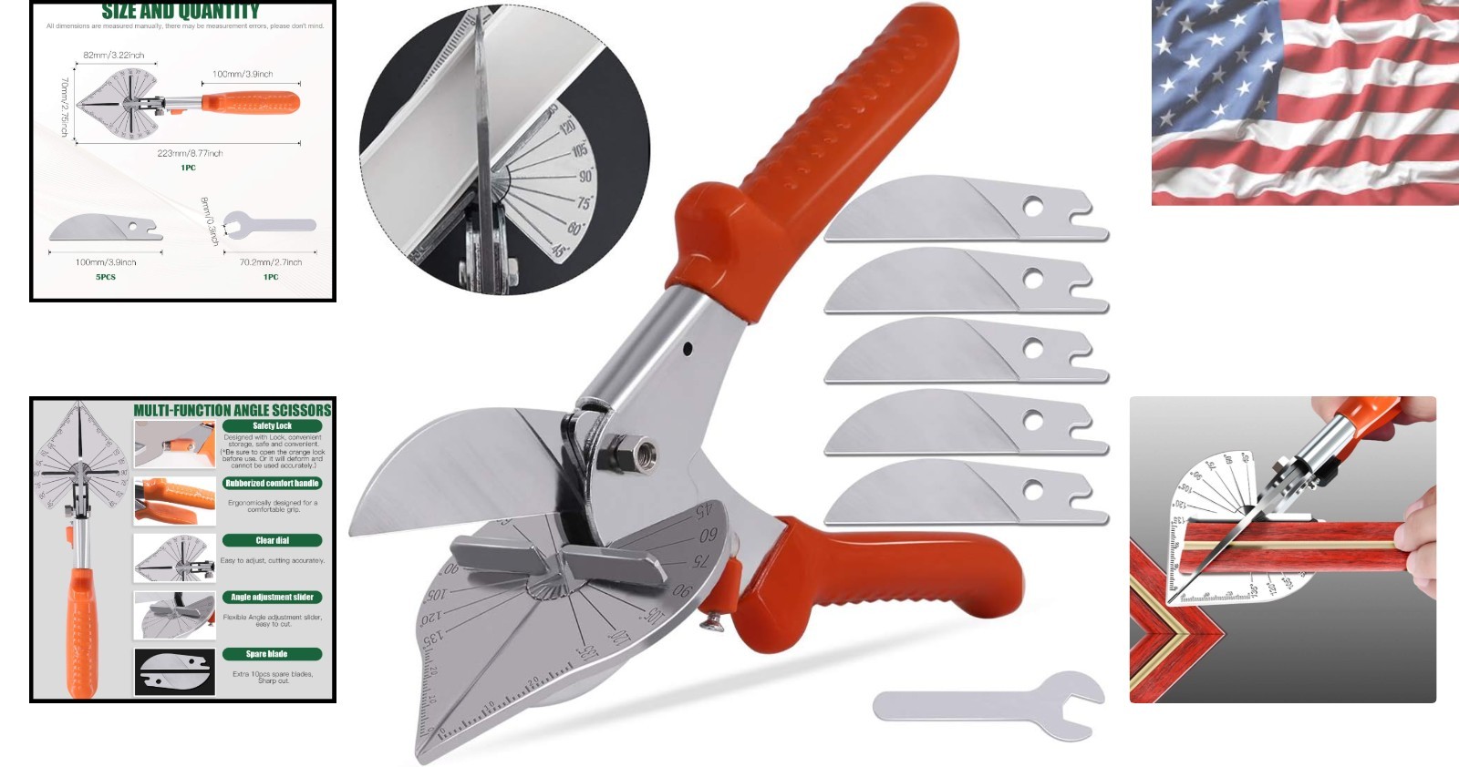 7Pcs Miter Shear Cutter: Angle Adjustable 45-135°, Ideal for Soft Woods