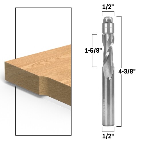 1/2″ Flush Trim Spiral Router Bit 1-5/8″ Length – 1/2″ Shank – Yonico 31202-SC