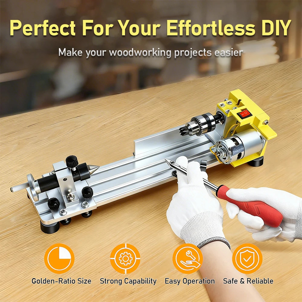 Multifunctional Mini Lathe Bead Polisher Grinder 200-3600RPM Variable Speed Wood
