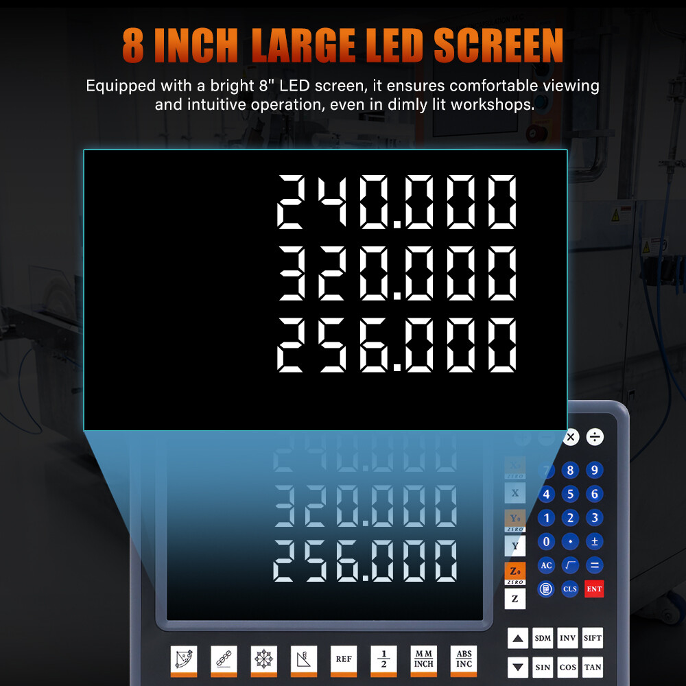 TOAUTO 8″ LED Screen Digital Readout DRO 1um Linear Glass Scales High Precision