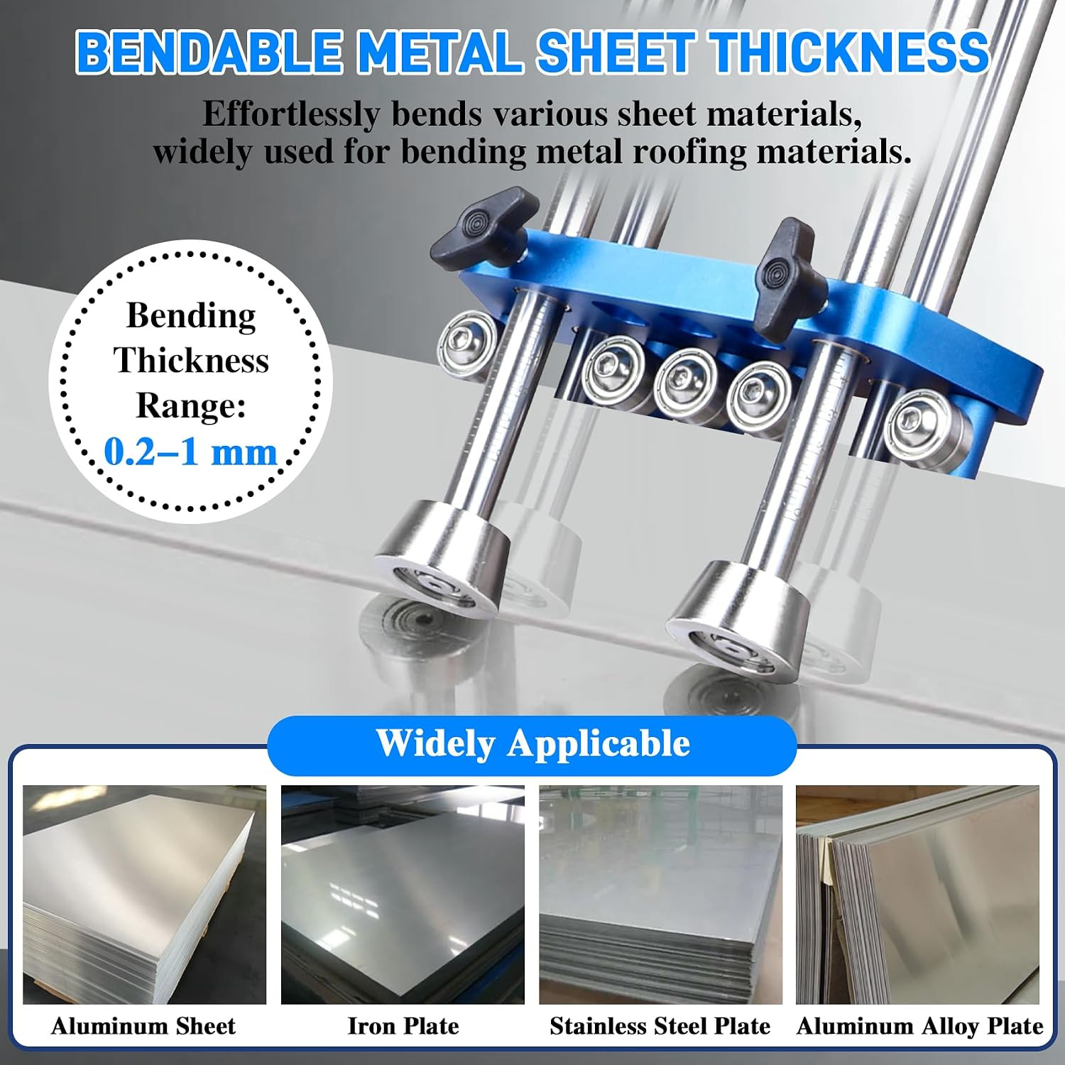 Sheet Metal Roller 2 Station Bender, Metal Roofing Tool with 0-100° Bending Rang