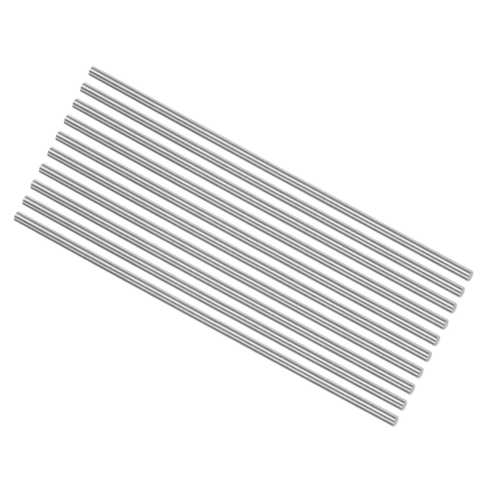 uxcell 10pcs Round Steel Metal Rods, 3mm x 150mm High x 150mm, Silver