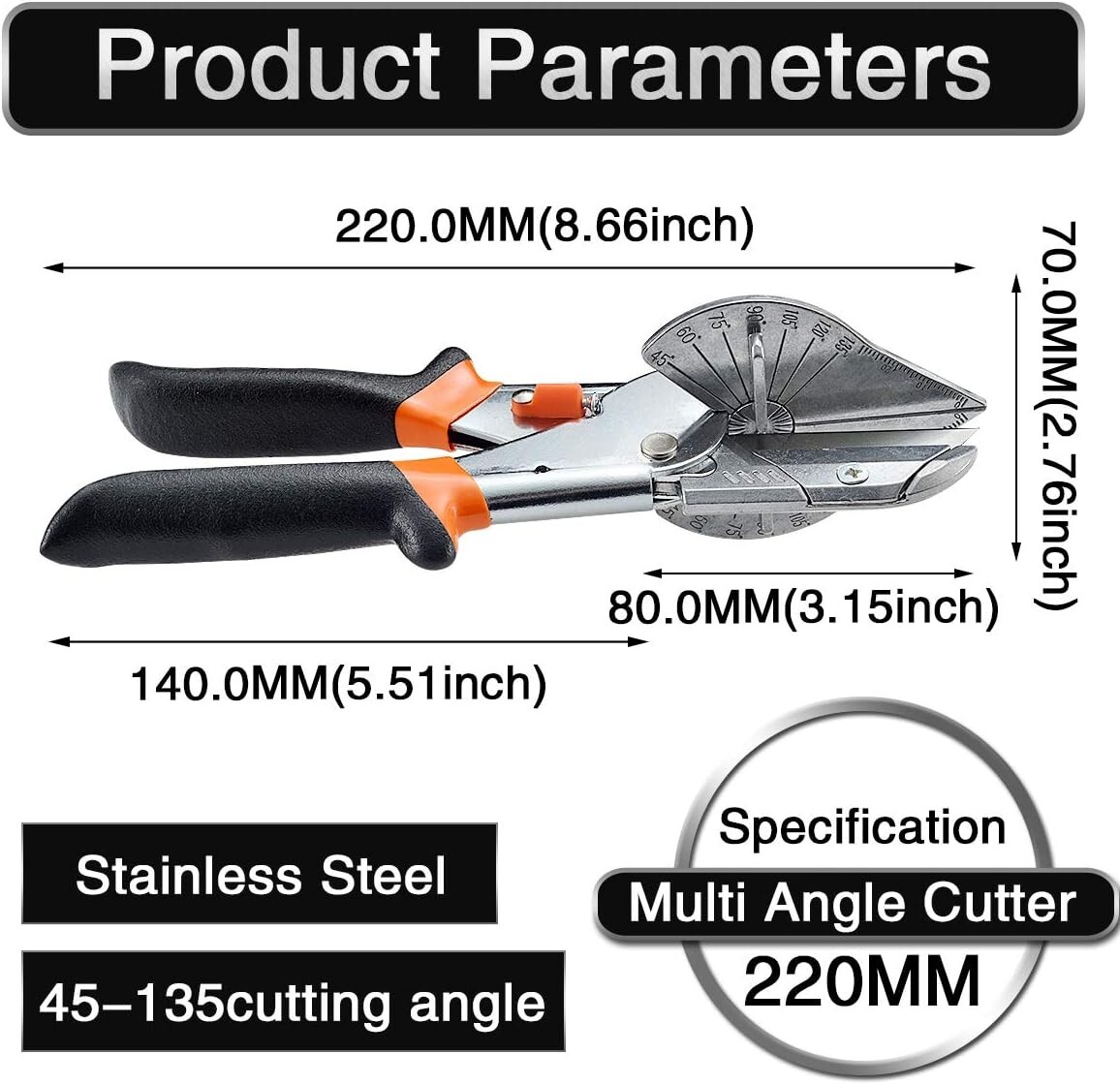 Classic Polished Miter Shear Cutter – Ambidextrous Design for Versatile Use