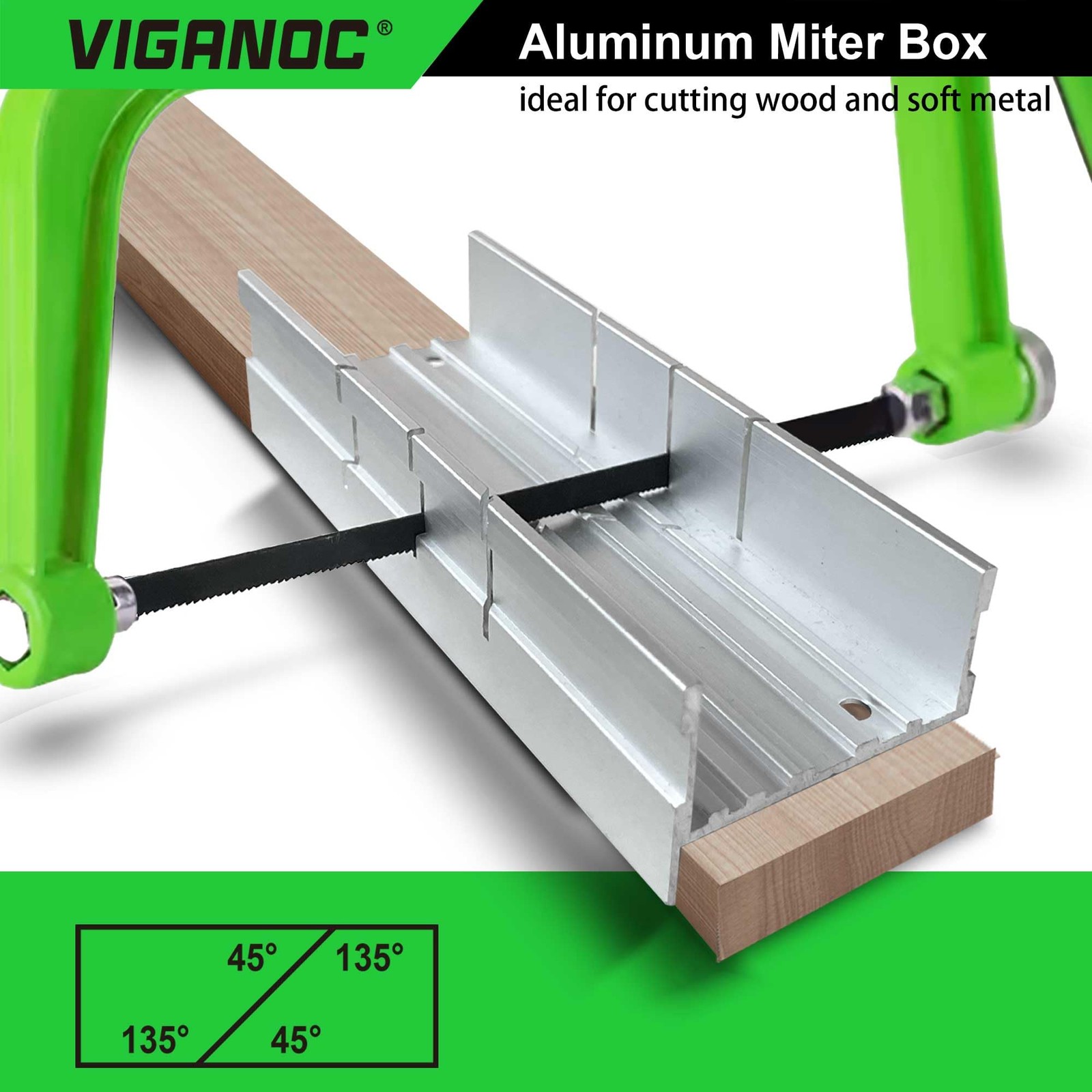 Viganoc Metal Mitre Box by Aluminium and Steel Construction, 5.3 Inch Silver