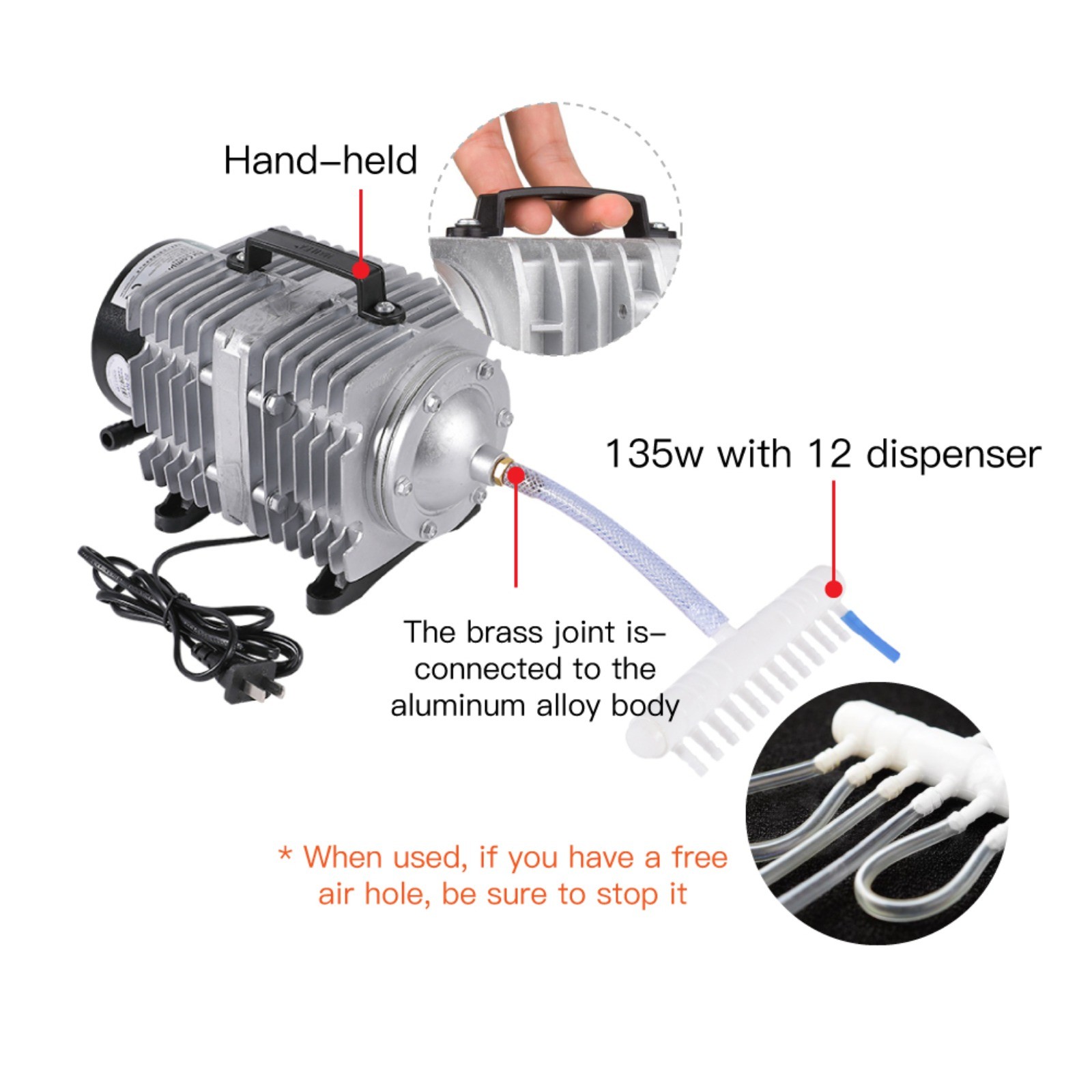 135W ACO-009D 220V/50HZ Air Compressor Air Pump for CO2 Laser Engraving Machine