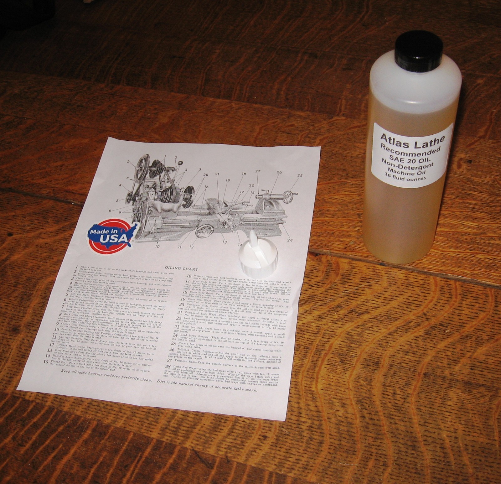 NEW USA ATLAS LATHE 2x FELT-WIPERS- 20W OIL MANUAL CD MAINTENANCE KIT
