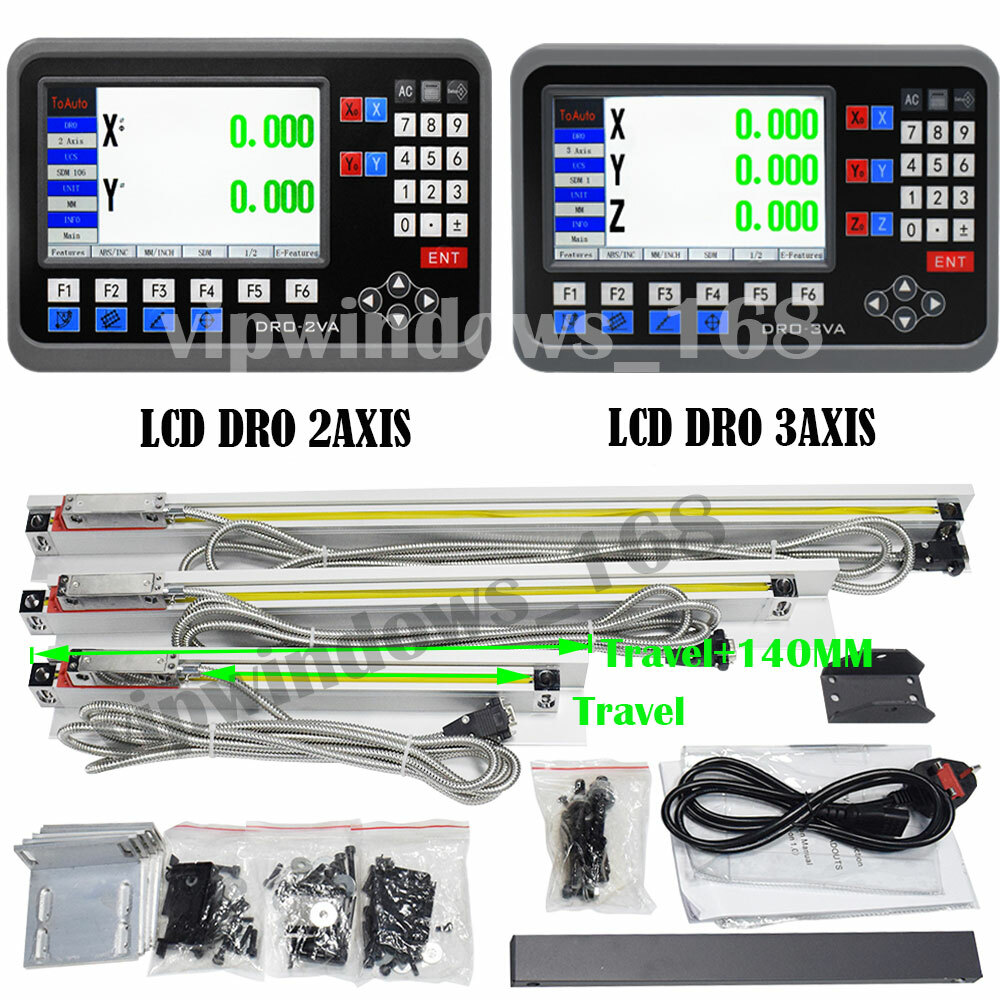 LCD DRO Kit +Linear Scales 2 Axis 3 Axis Digital Readout Display for Mill Lathe