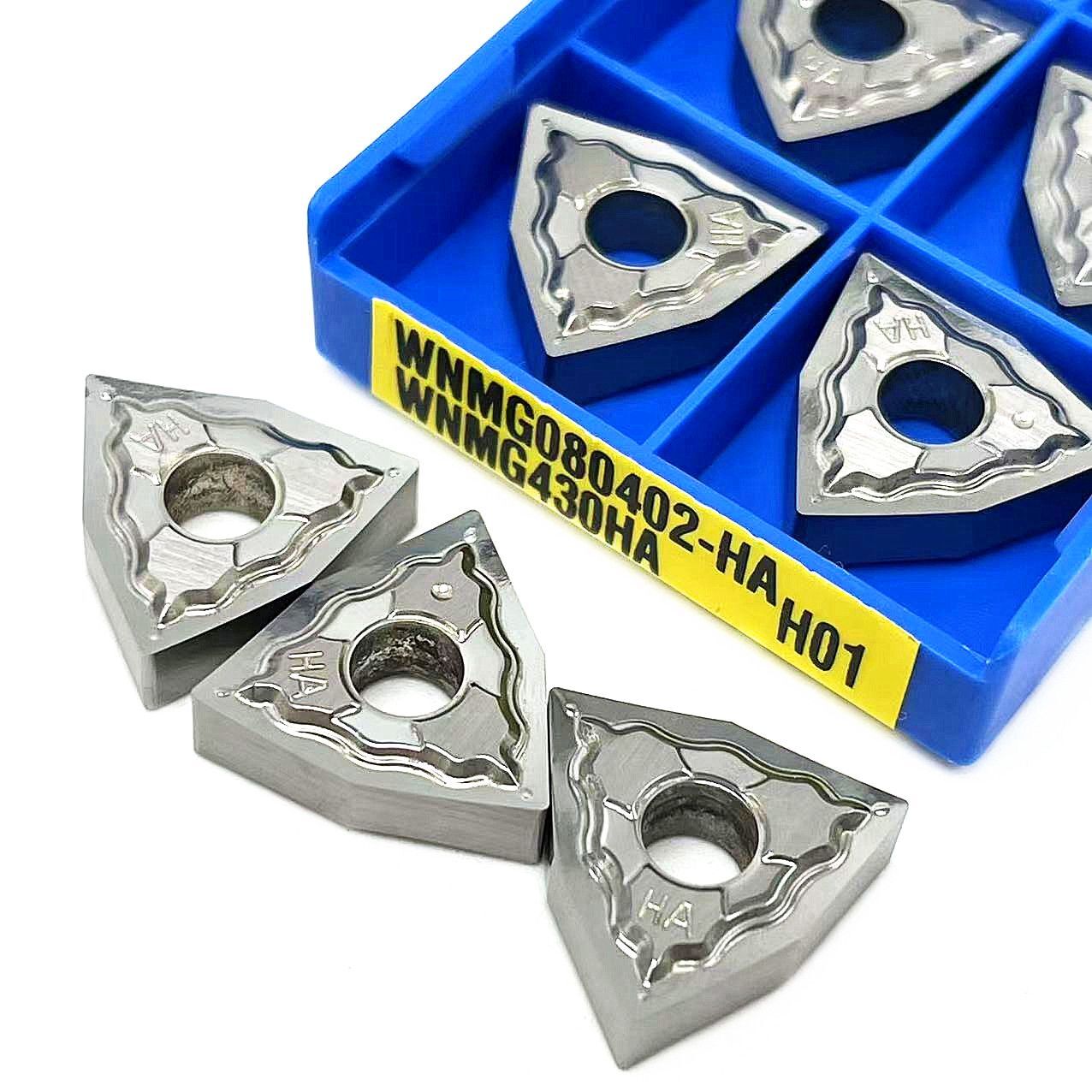 10pcs Carbide Insert Aluminum Lathe External Turning Tool WNMG080402/408/404 H01