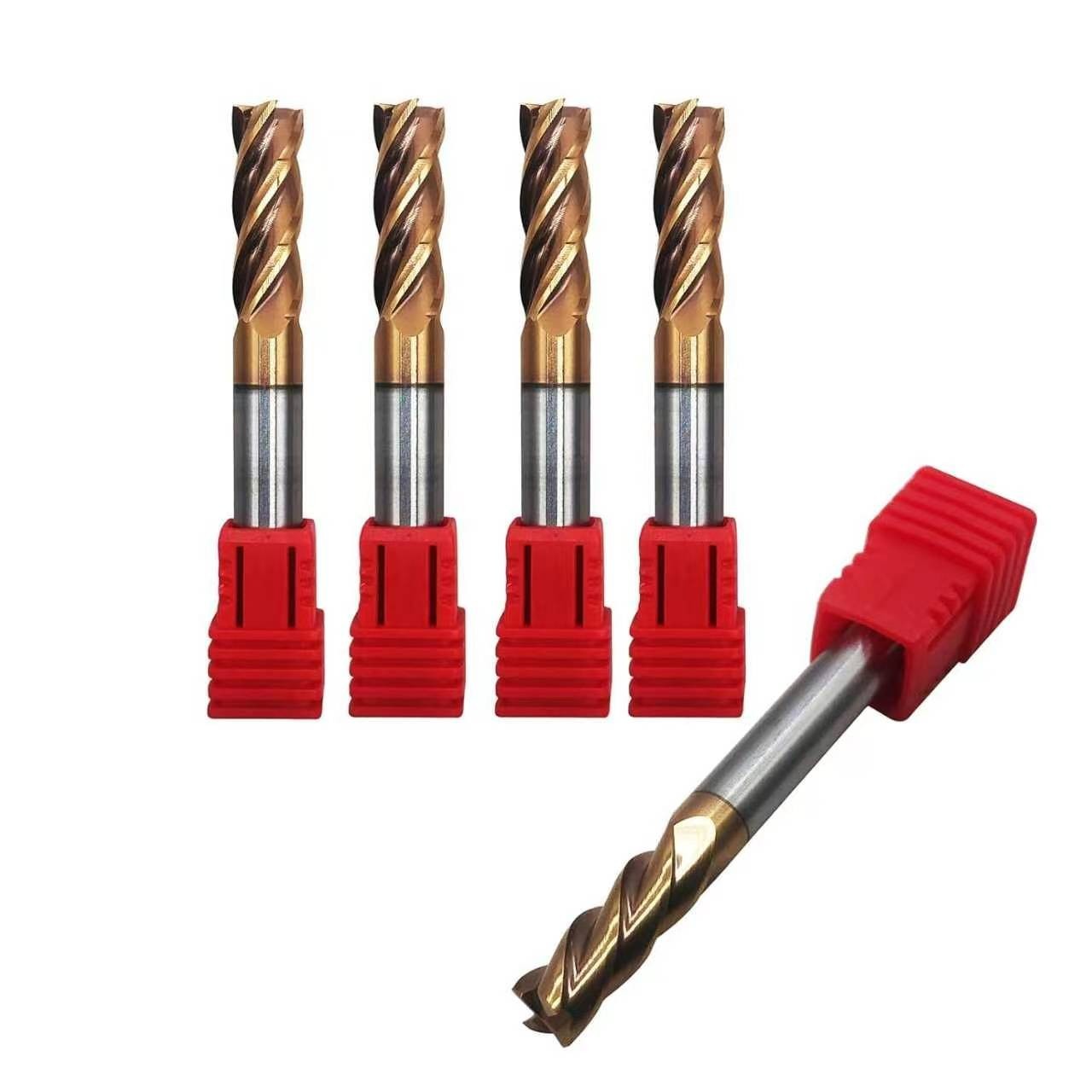5Pcs 4 Flute Solid Carbide End Mills HRC55 5/16″x7/8″x2″-1/2″-4F