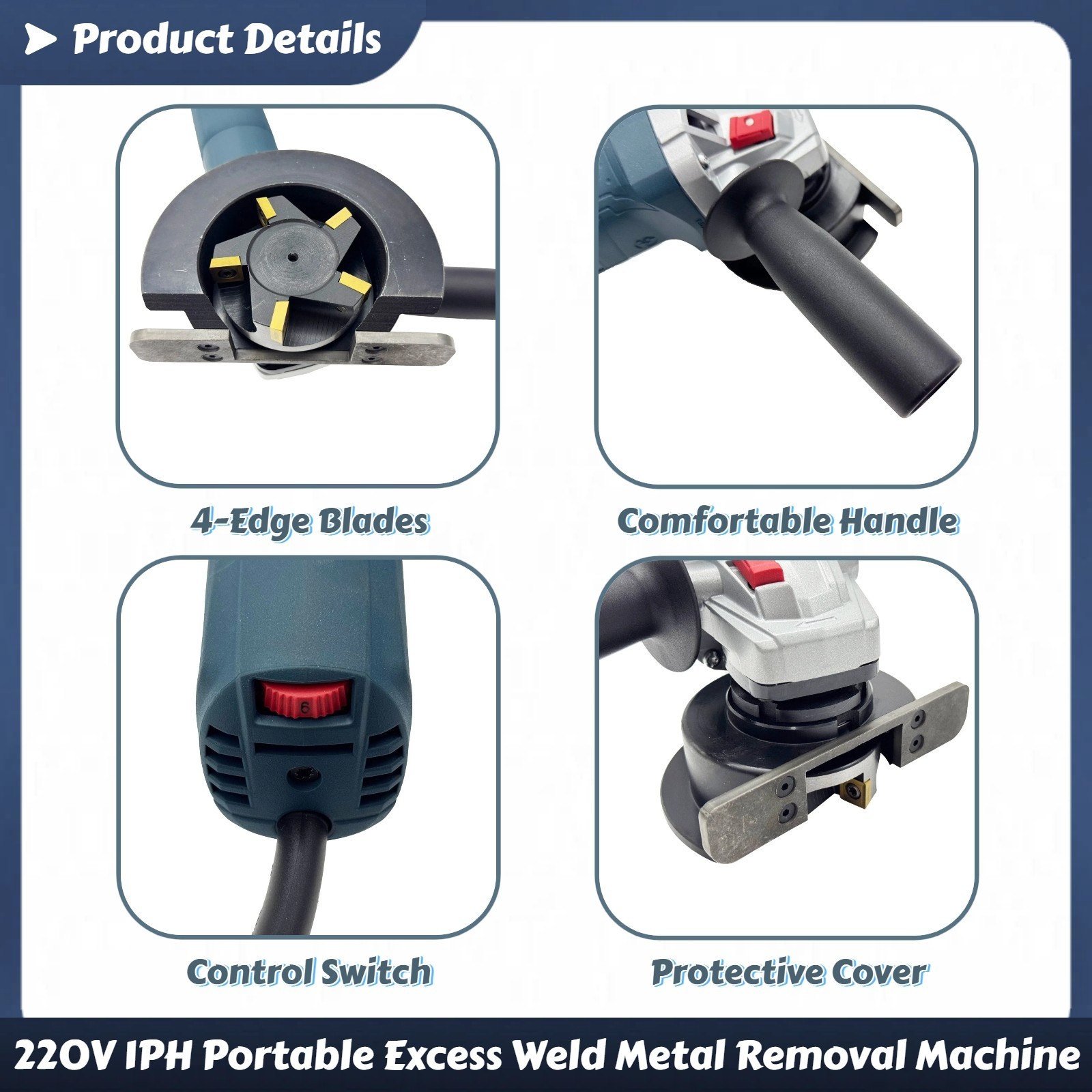 220V 1PH Weld Shaver Industrial Portable Excess Weld Metal Removal Machine