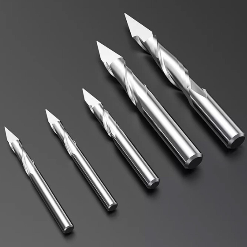 2-Flute Spiral Pointed Knife CNC Engraving Bit Tungsten Steel Carving Cutter New