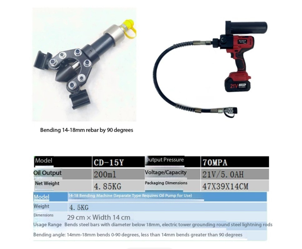 Manual Hand-Held Rebar Bending and Straightening Machine Hydraulic Portable