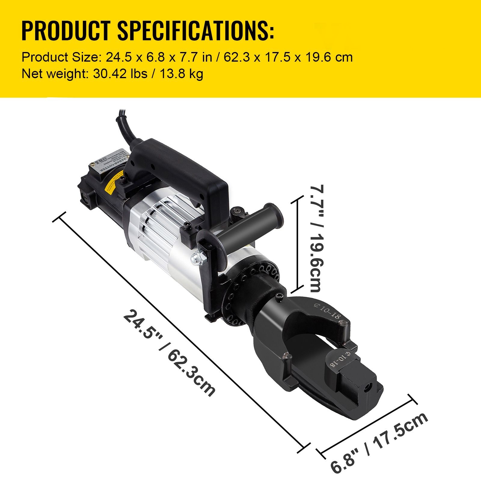 1500W Electric Rebar Bender 1in Hydraulic Hand Held Tool Steel Bar