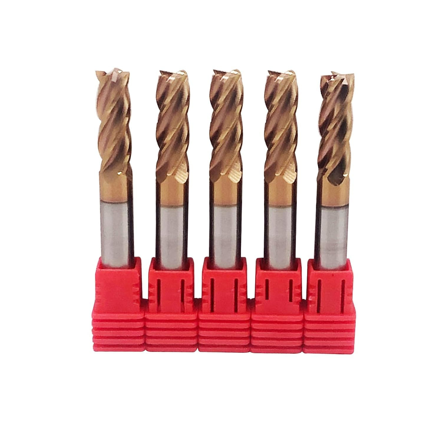 5Pcs 4 Flute Solid Carbide End Mills HRC55 5/16″x7/8″x2″-1/2″-4F