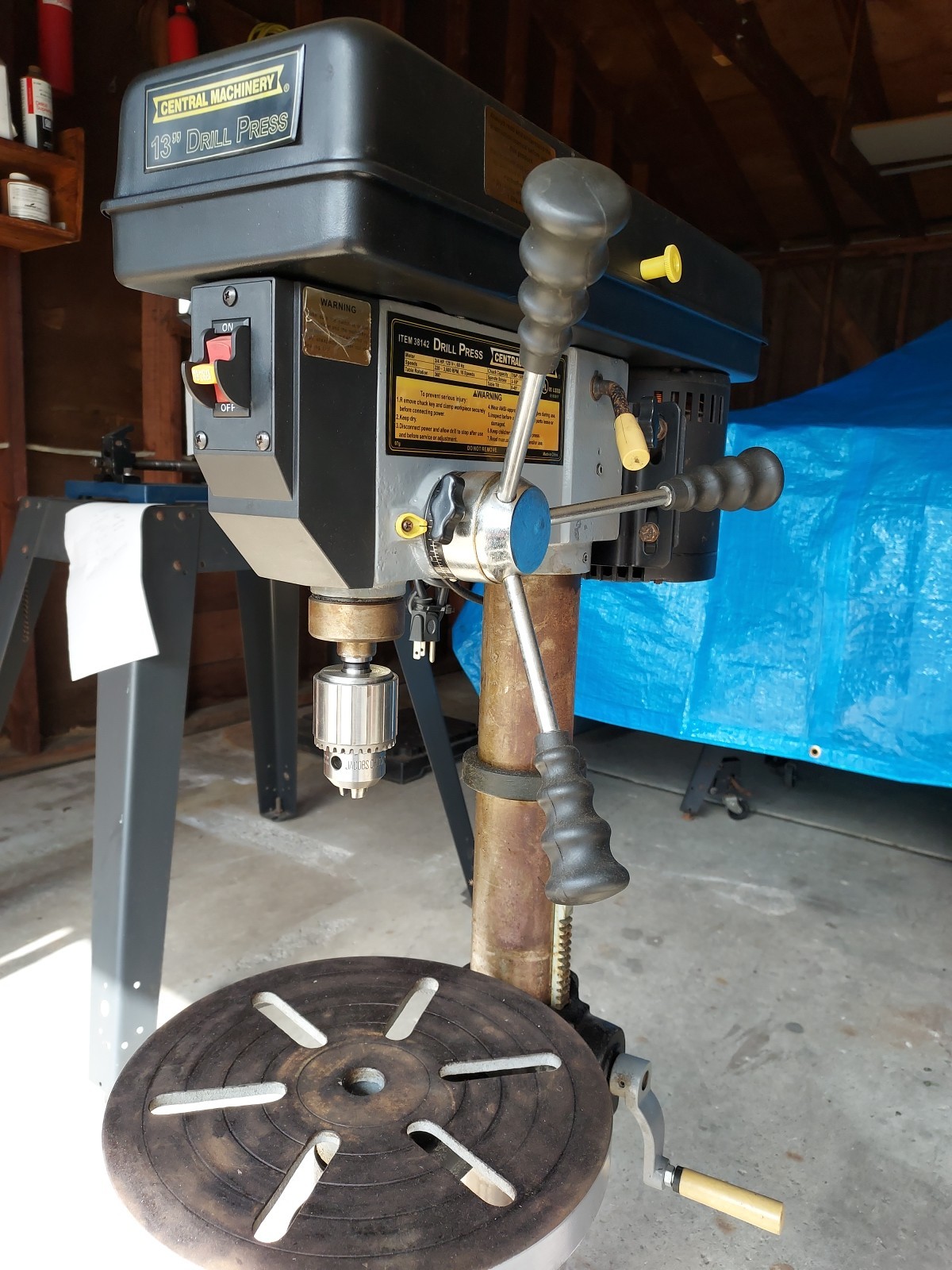 13″ Pedestal Drill Press By Central Machinery, 3/4 HP, 1/2″ Chuck, 220RPM