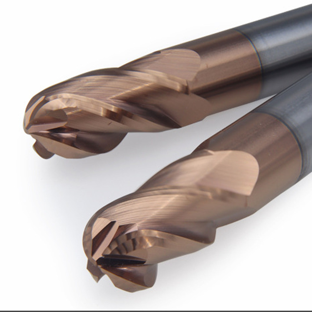 4 Flute R0.5-R10mm Solid Carbide Ball Nose End Mill Slot Drills TiAlN Coated