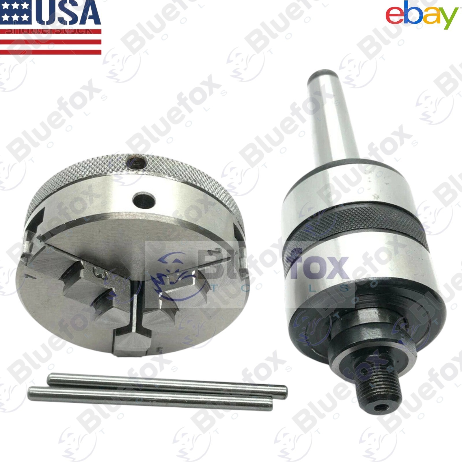MT3 Revolving Live Center with 65mm 3-Jaw Self-Centering Reversible Lathe Chuck