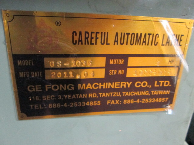 Ge Fong Model GS-1035 24 Speed 8065 Rpm 8mm Max Diameter 3Hp 220/380V Auto Lathe
