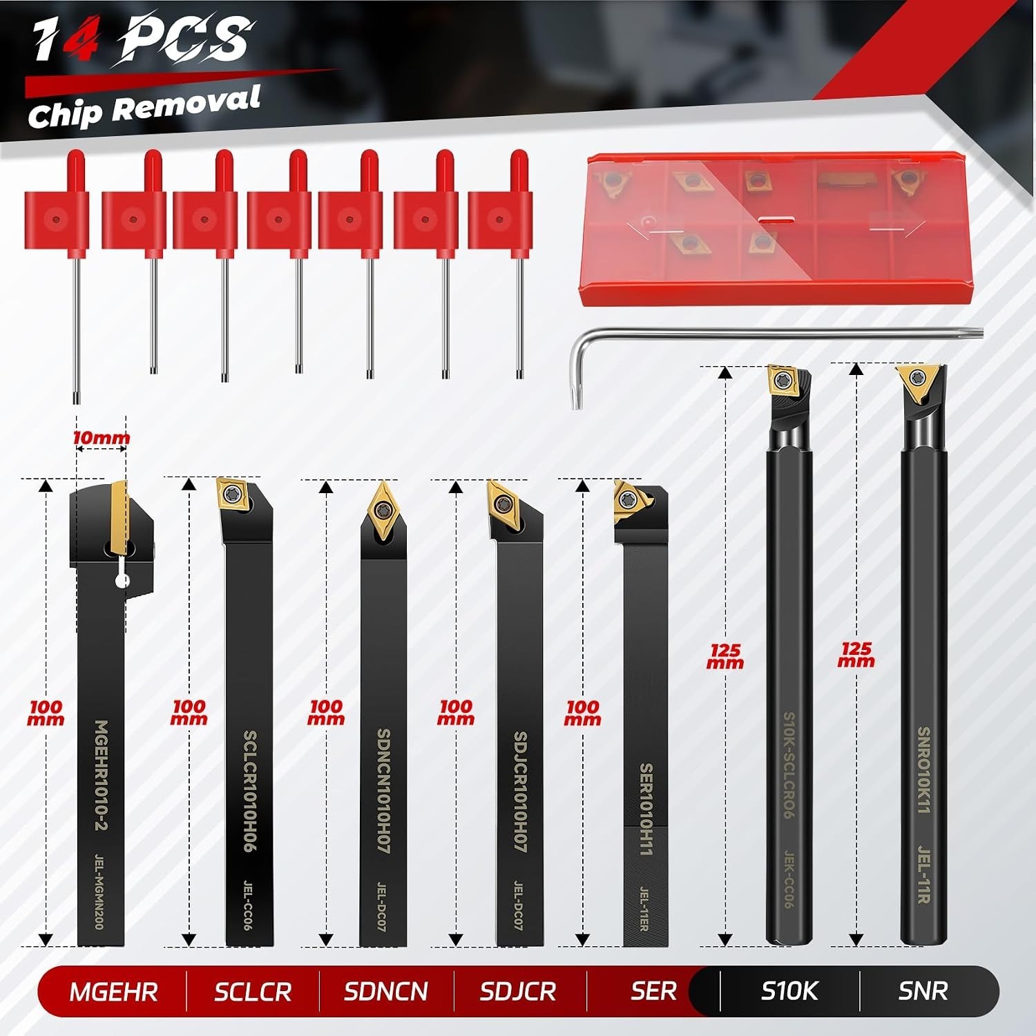 21Pcs Indexable Lathe Turning Tool Kit