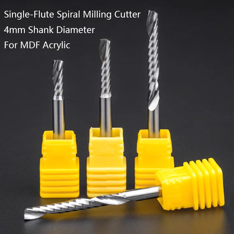 10Pcs 4mm Carbide Single Flute Spiral Router Bit End Mill CNC Cutter MDF Acrylic