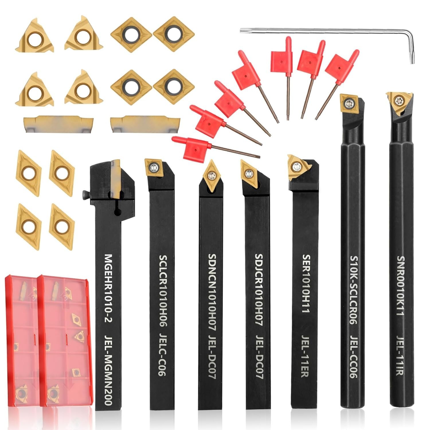 Ultimate 21-Piece Lathe Tool Kit: 7 Holders and 14 Inserts for Superior Cutting