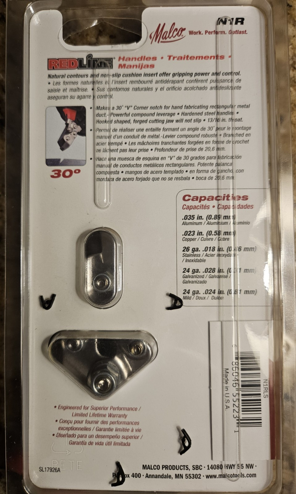 Malco N1R Starter Punch – V Notch 13/16 Size, Steel Material, New Sealed
