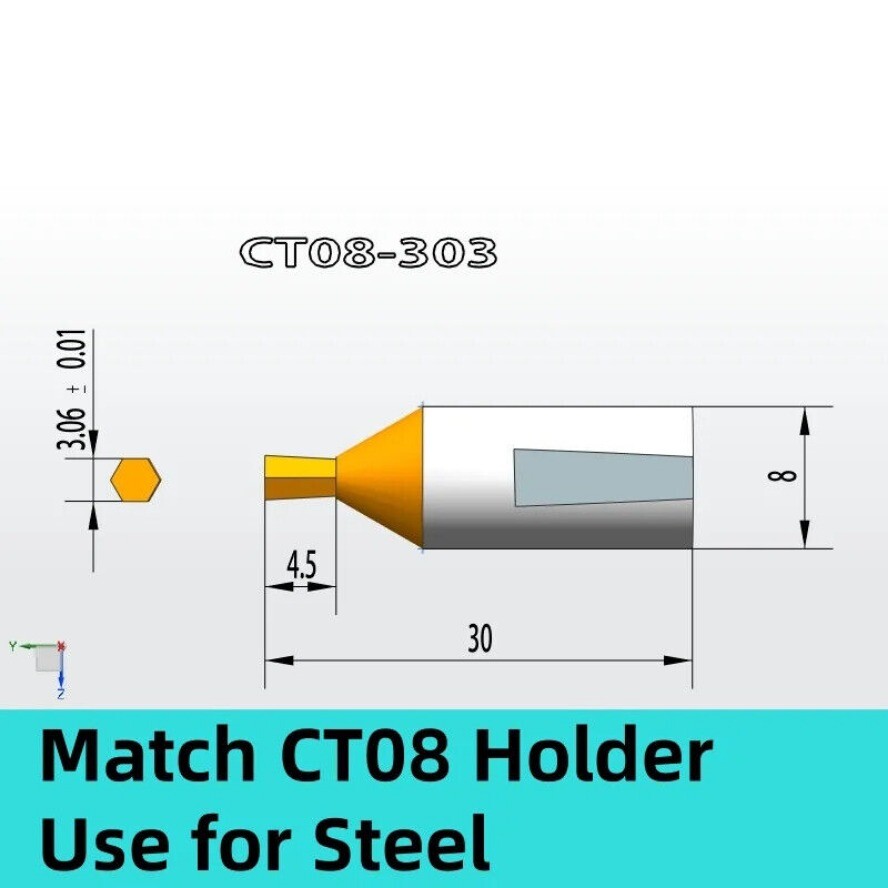 CT08 HSSTin Rotary Broach Punching Cutter Tool 8mm Shank Inner Hexagon for Steel