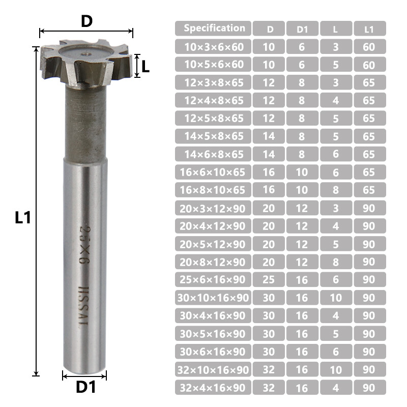 8/10mm T-slot Milling Cutter HSS Metalworking Cutter Tool End mill Drill Bit